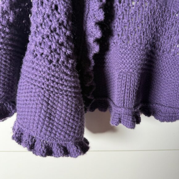 Maria Di Ripabianca Cashmere Purple Ruffle Open Cardigan Made in Italy Size 6 - Picture 9 of 11